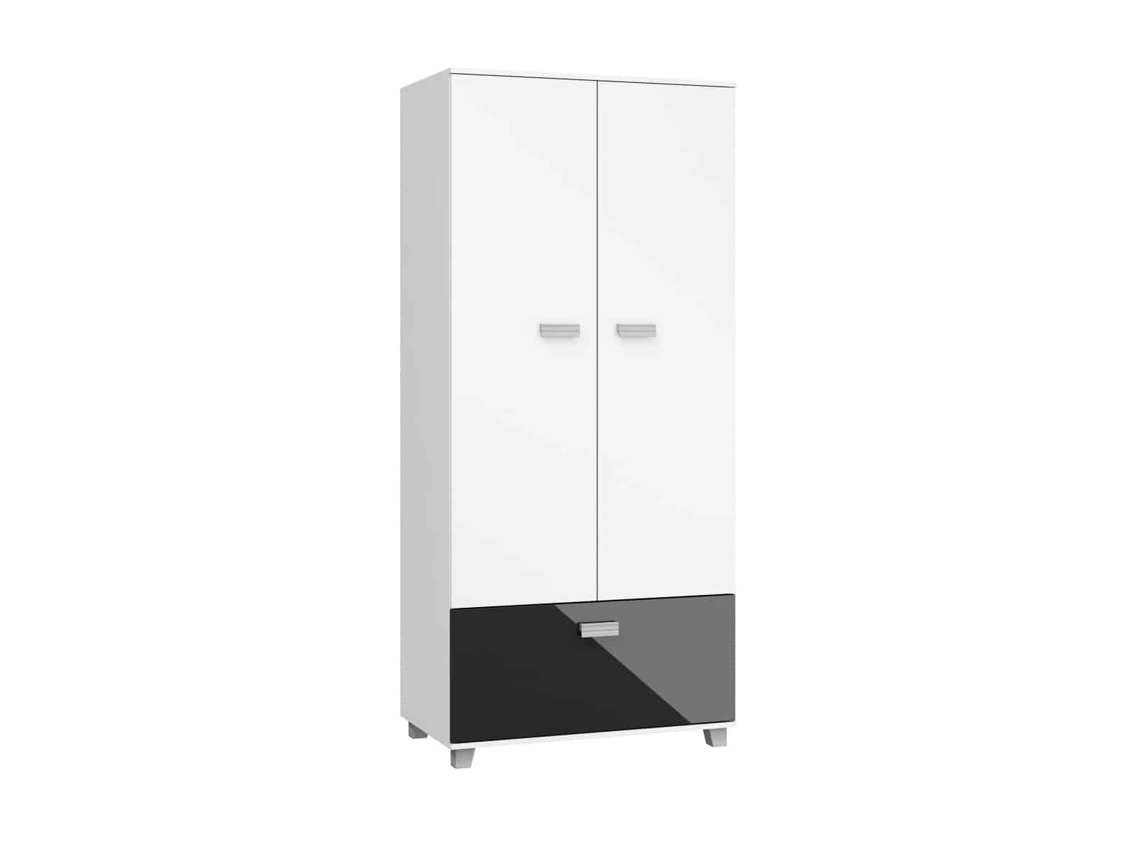 SOLO, skříň SOL-07, bílá/černý lesk