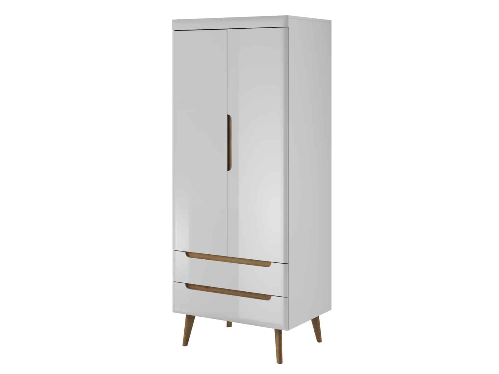 Skříň NORDI NSZ80, bílá/bílý lesk/dub riviera