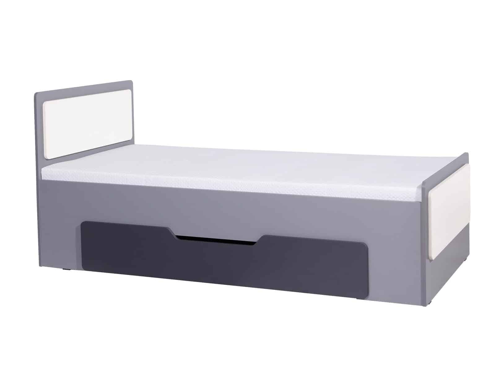Postel LIDO 90x200, šedá/grafit+bílá