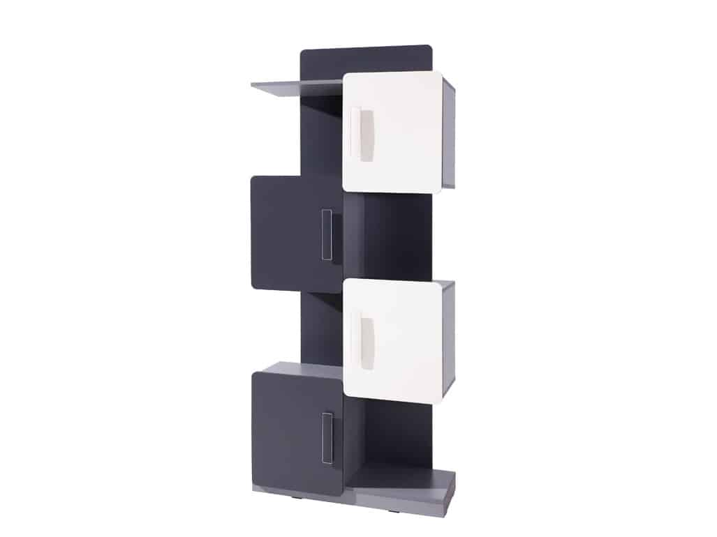 Regál LIDO R4D, šedá/grafit+bílá