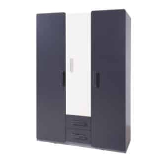 Šatní skříň LIDO SZ3D2SZ, šedá/grafit+bílá