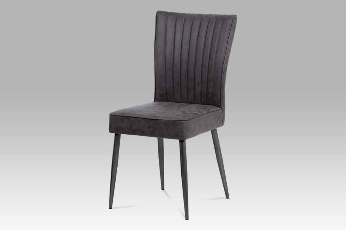 Jídelní židle HC-323 GREY3, šedá imitace kůže/broušený nerez antik Jídelní židle HC-323 GREY3, šedá imitace kůže/broušený nerez antik