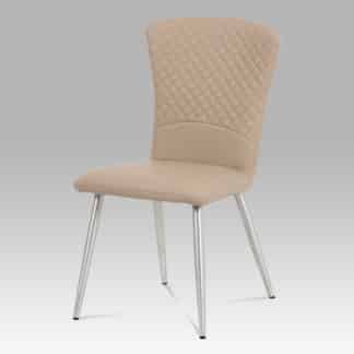 Jídelní židle HC-666 CAP, koženka cappuccino/broušený nerez