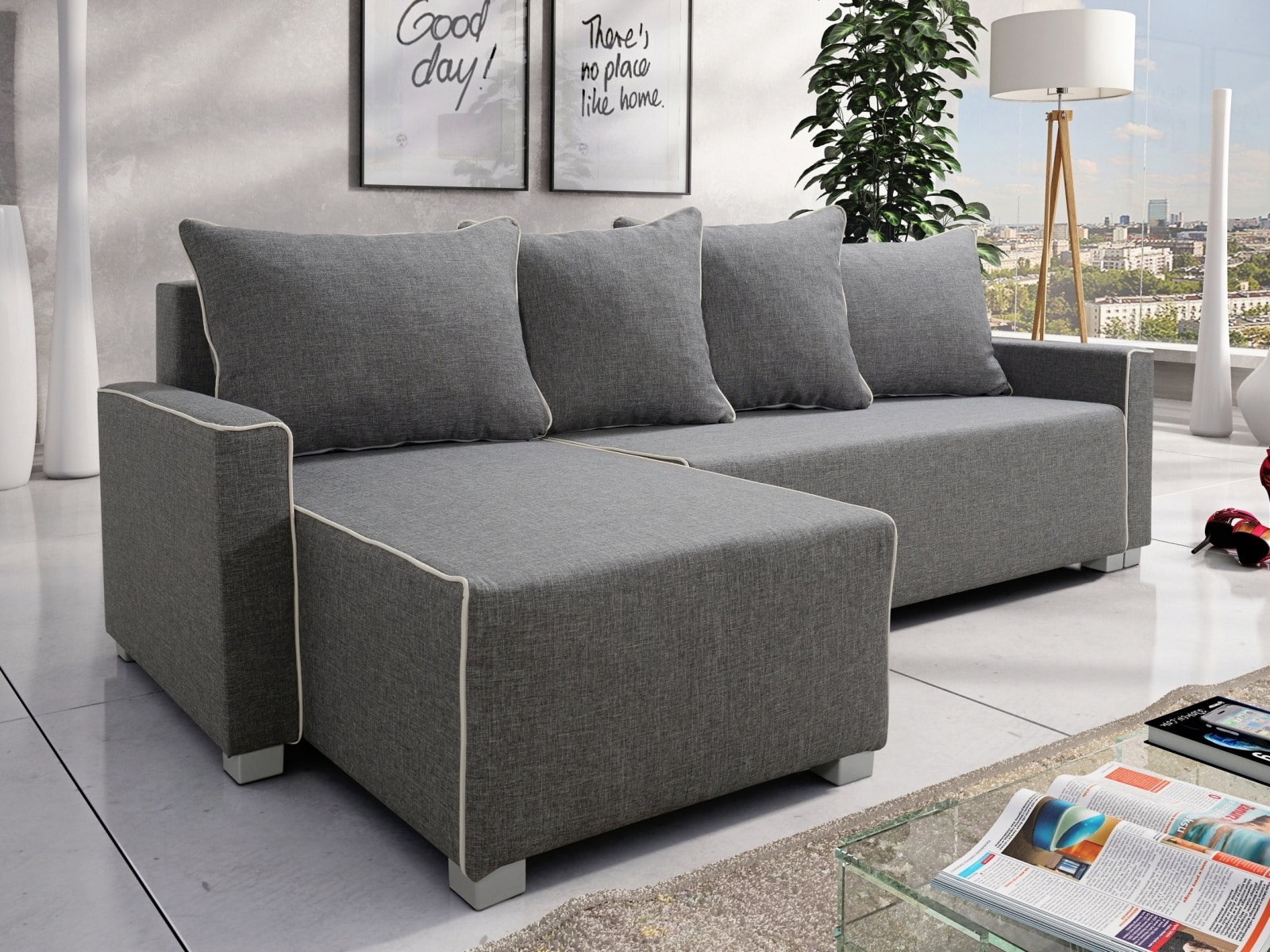 Rohová sedačka BORA 3, šedá látka