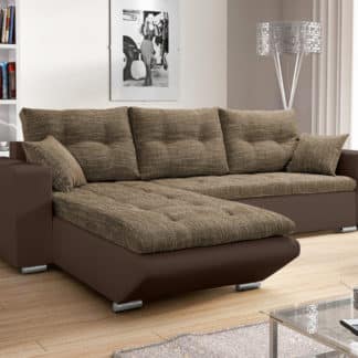 Rohová sedačka DARLA 4, hnědá látka/hnědá ekokůže