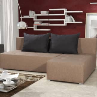 Rohová sedačka PORTO, béžová látka/hnědá látka