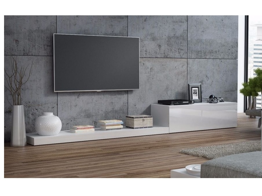 LIFE, televizní stolek RTV, bílá/bílý lesk