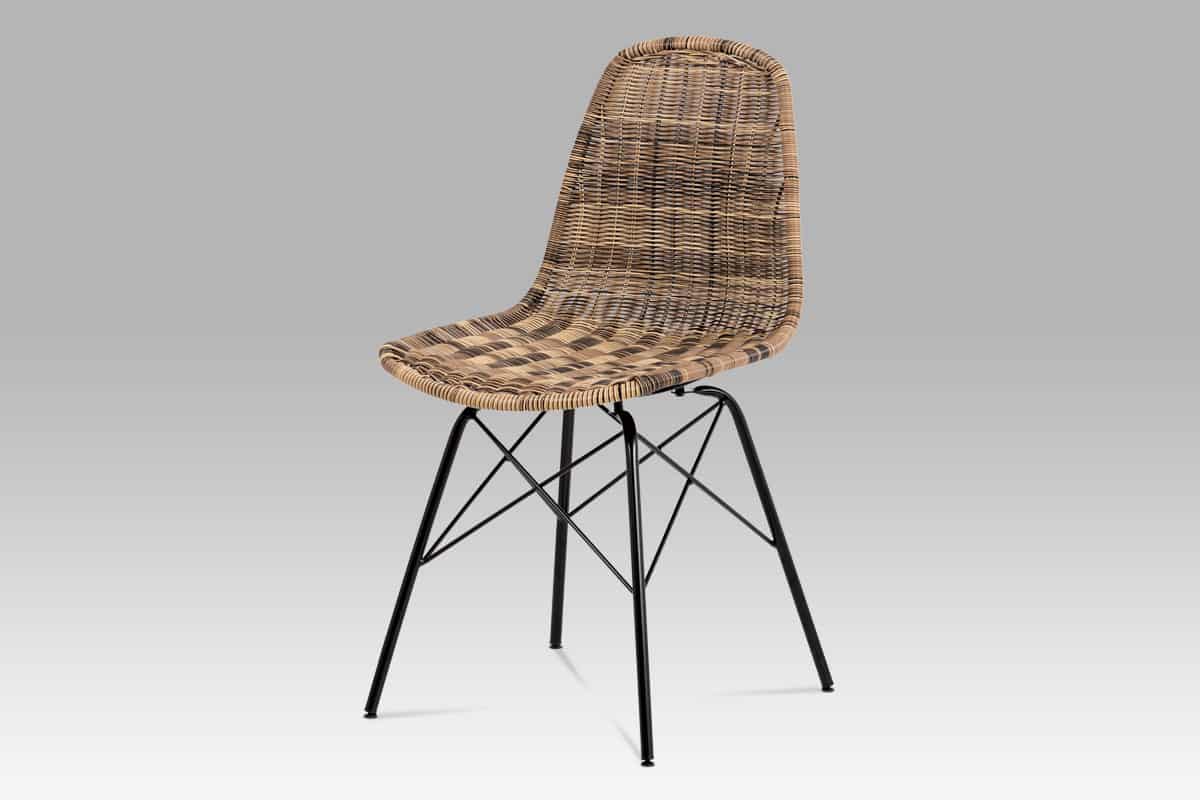 Jídelní židle SF-822 TRI, uměly ratan melír/černý kov