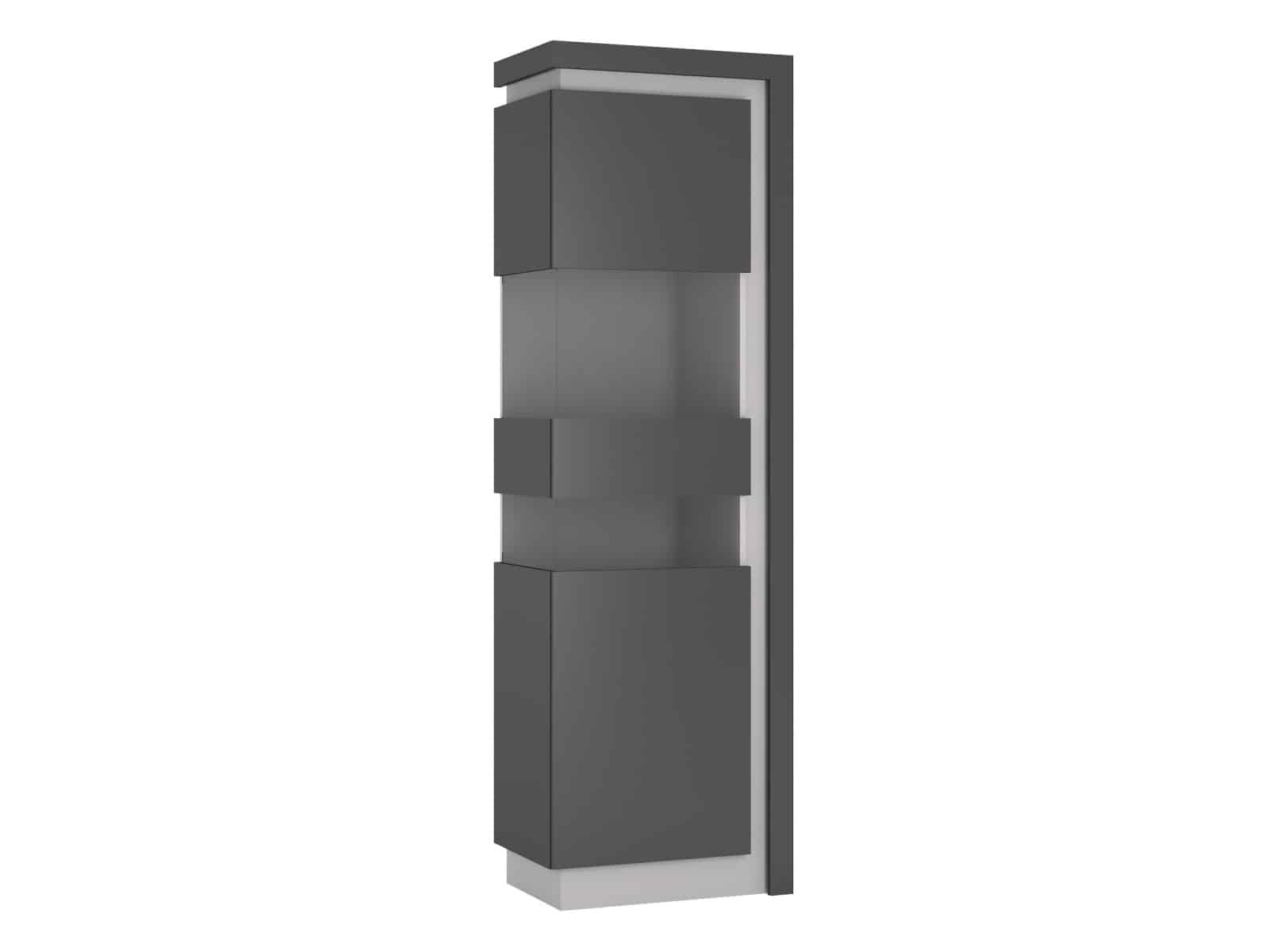 LYON LYOV03L vitrína 1D levá, šedé platinum/šedý lesk
