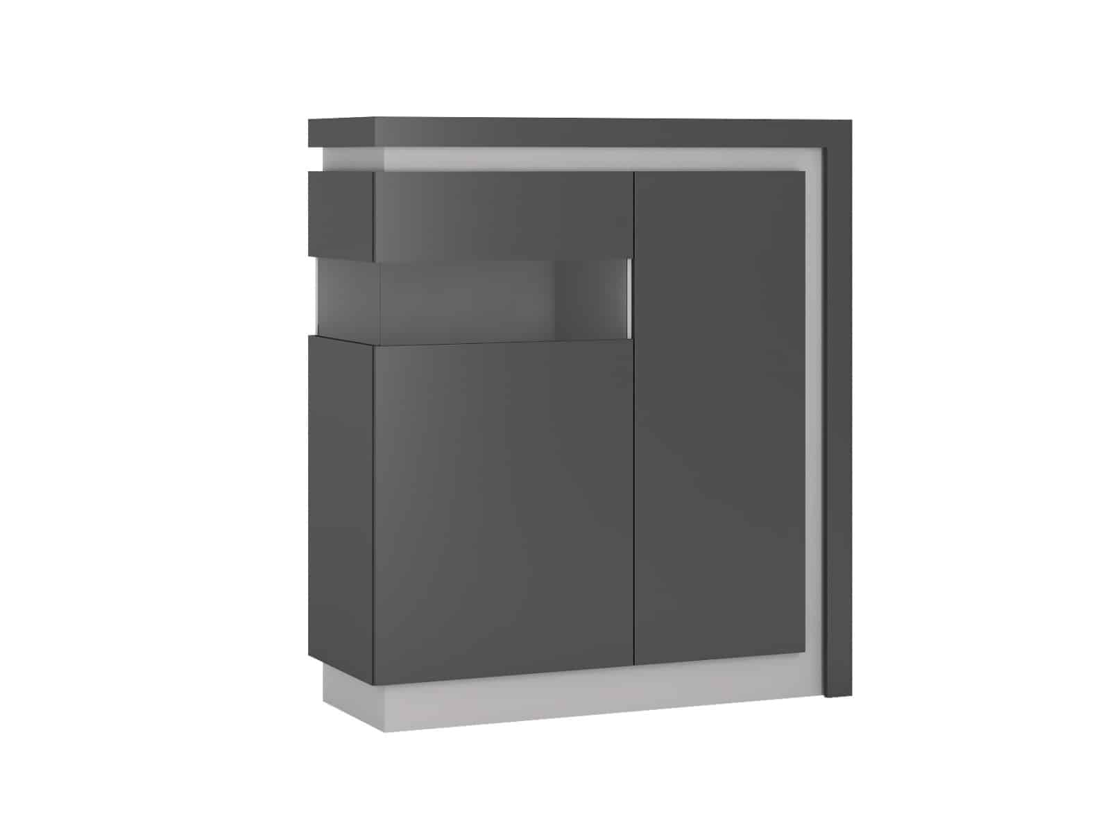 LYON LYOV04L vitrína 2D levá, šedé platinum/šedý lesk