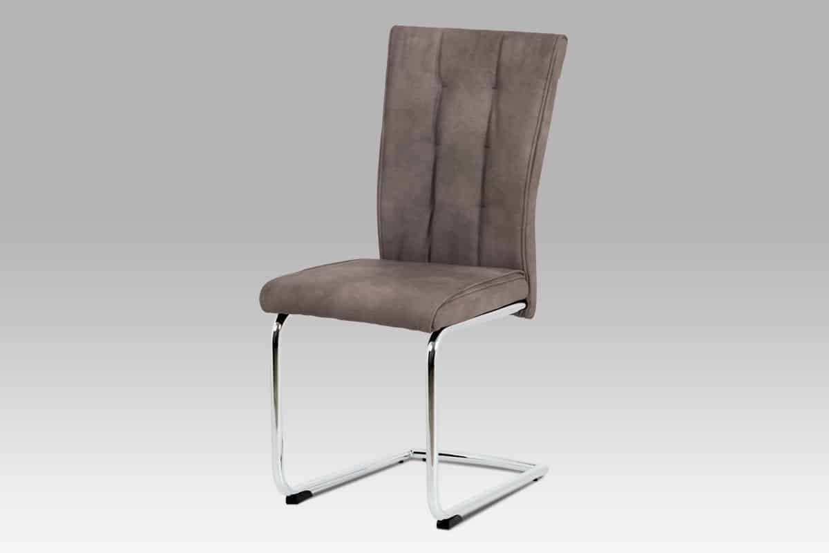 Jídelní židle DCH-192 BR, hnědá koženka/chrom