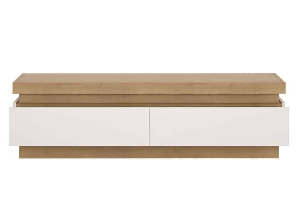 LYON LYOF01 televizní stolek RTV 2S, dub riviera/bílý lesk