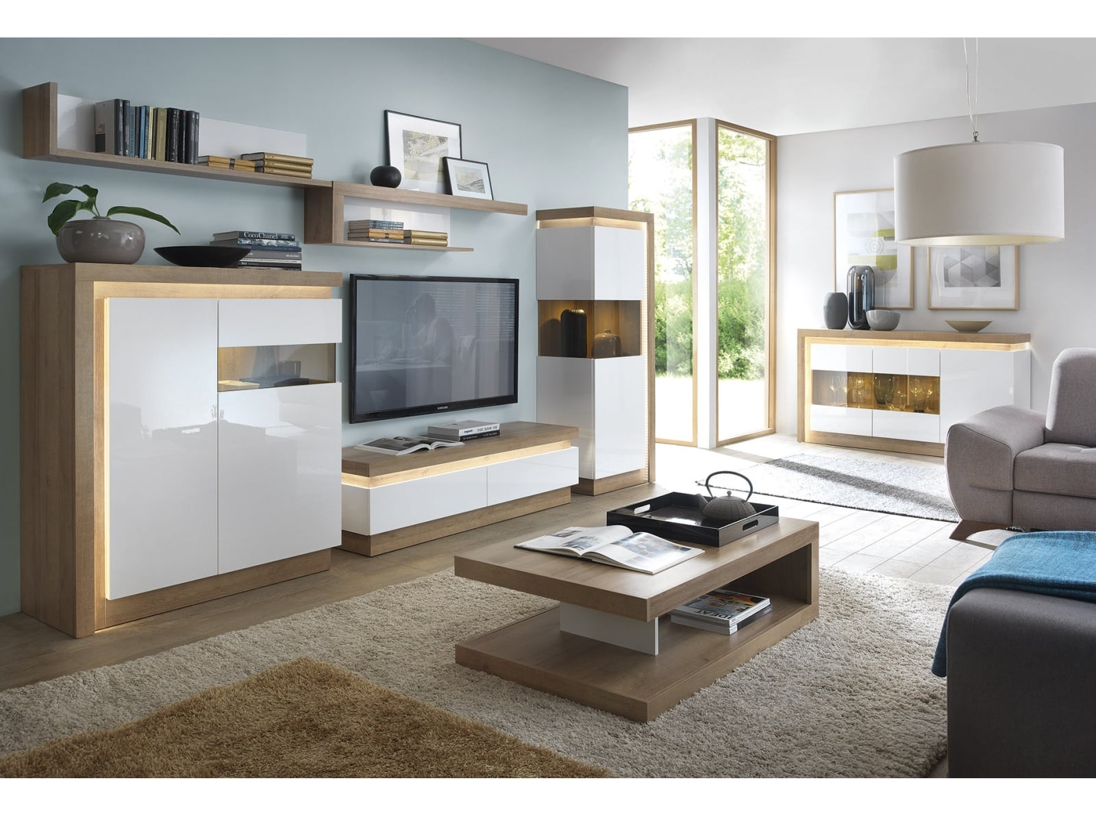 LYON obývací pokoj, dub riviera/bílá