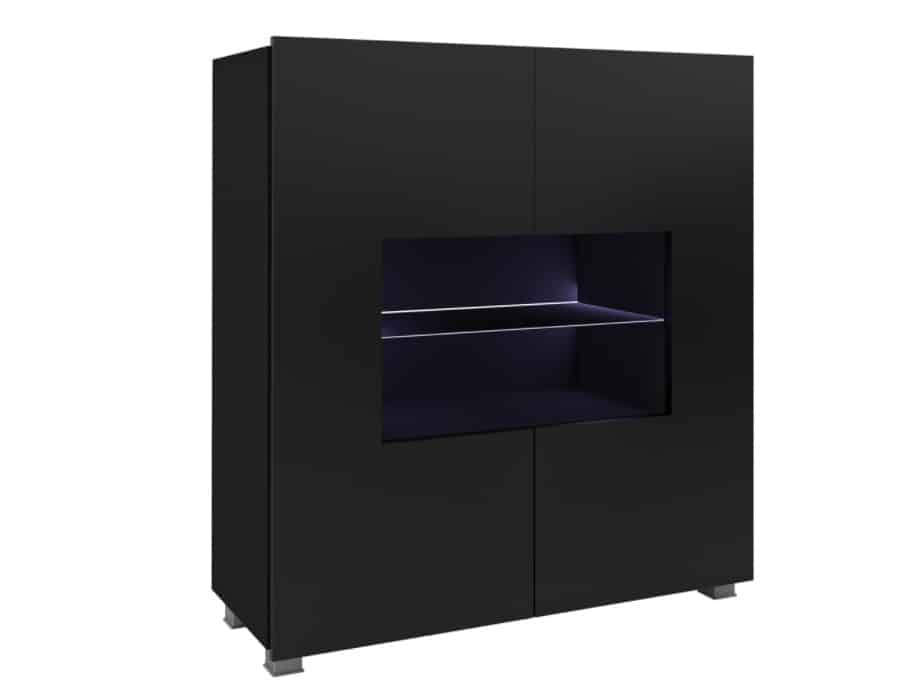 Komoda CALABRINI, černá/černý lesk
