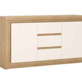 LYON LYOK01 komoda 2D-3S, dub riviera/bílý lesk