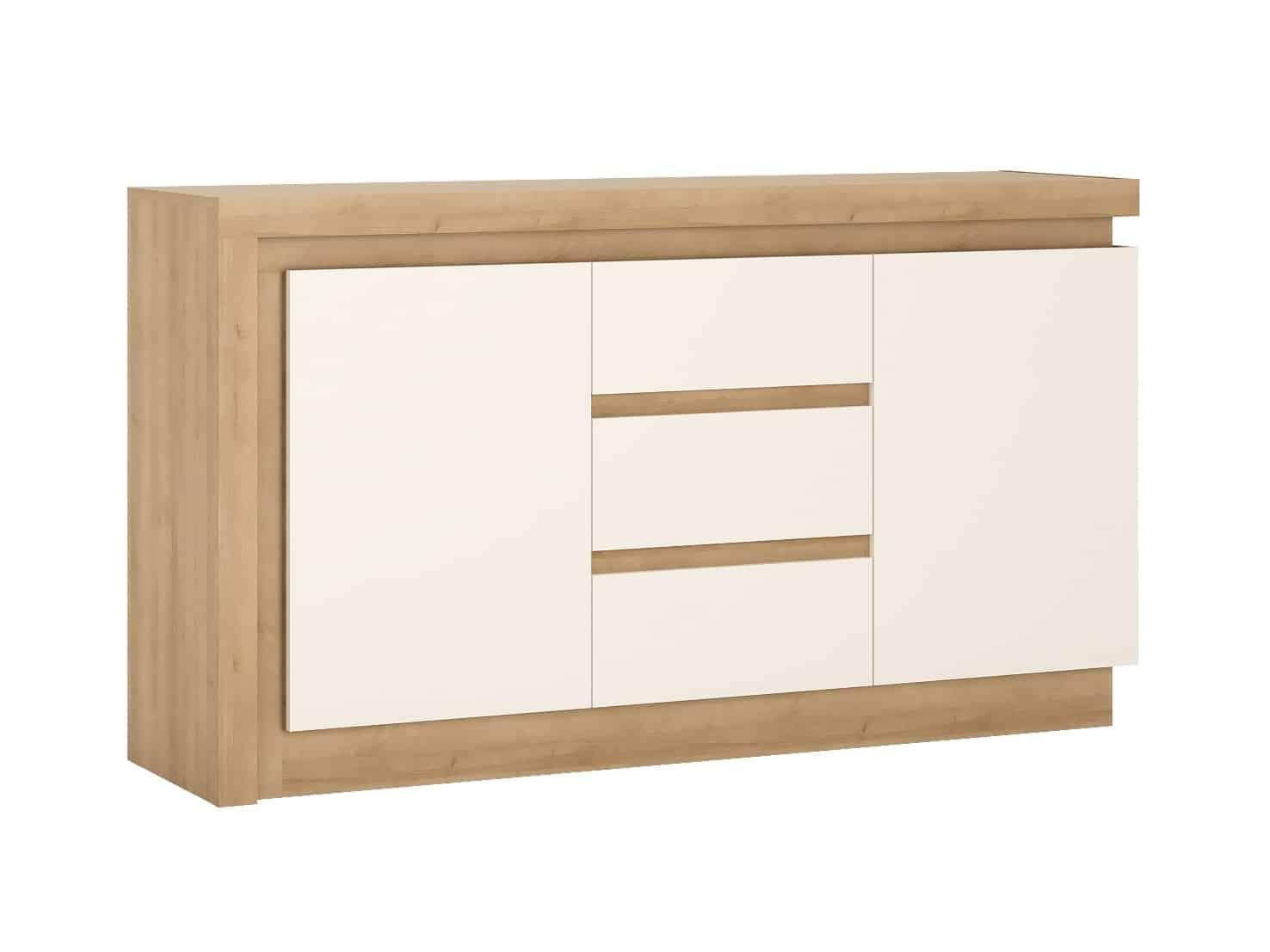LYON LYOK01 komoda 2D-3S, dub riviera/bílý lesk