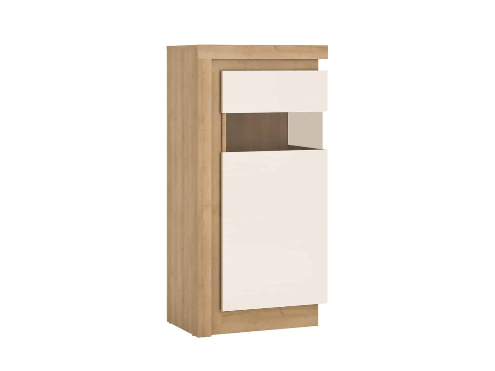 LYON LYOV02P vitrína nízká 1D pravá, dub riviera/bílý lesk