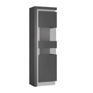 LYON LYOV03P vitrína 1D pravá, šedé platinum/šedý lesk