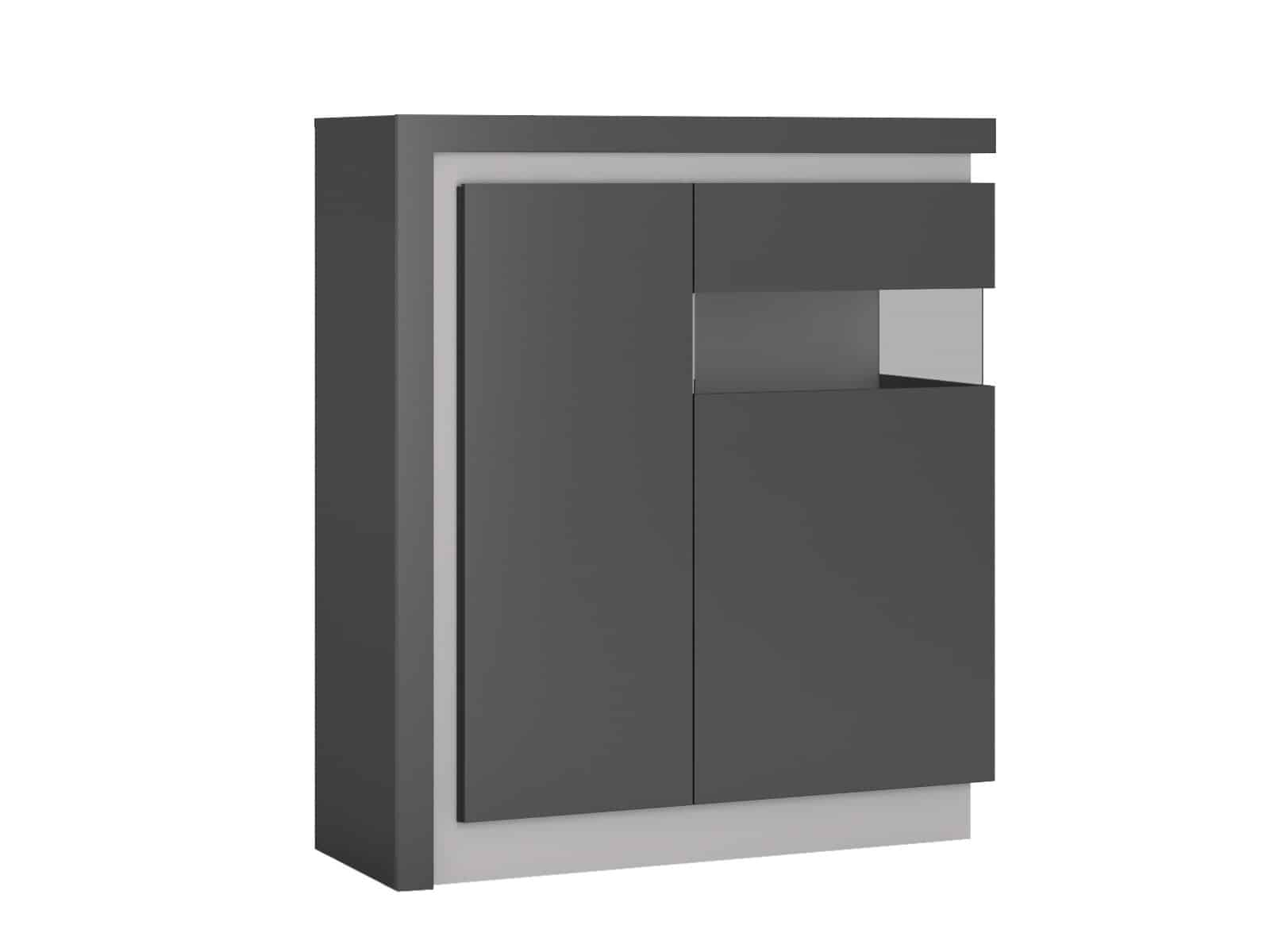 LYON LYOV04P vitrína 2D pravá, šedé platinum/šedý lesk