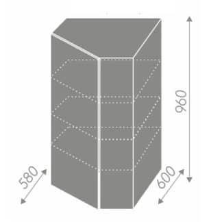 EMPORIUM, skříňka horní rohová W4 10/60, korpus: lava, barva: grey stone
