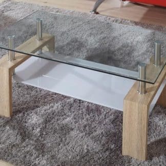 LIBOR konferenční stolek, sklo/dub sonoma