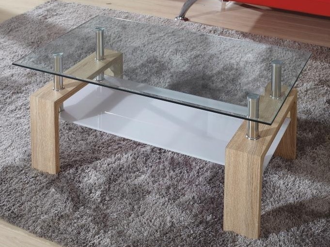 LIBOR konferenční stolek, sklo/dub sonoma
