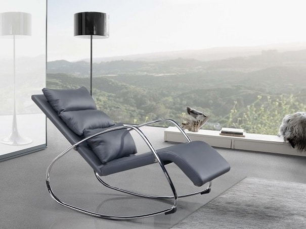 DORA houpací křeslo, šedá/chrom