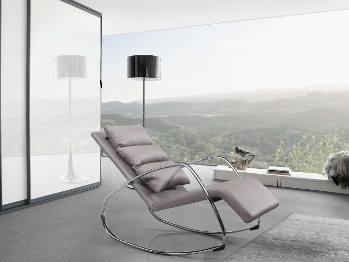 DORA houpací křeslo, cappuccino/chrom