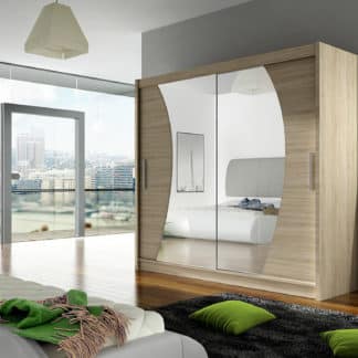 Šatní skříň BEGA IX, dub sonoma/zrcadlo