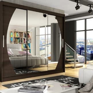 Šatní skříň ASTON V, choco/zrcadlo