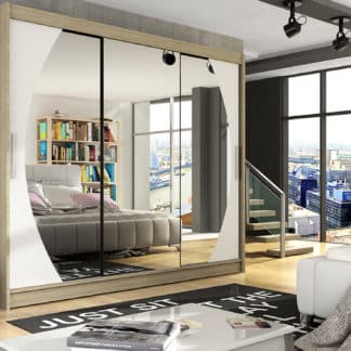 Šatní skříň ASTON V, dub sonoma/bílý mat/zrcadlo