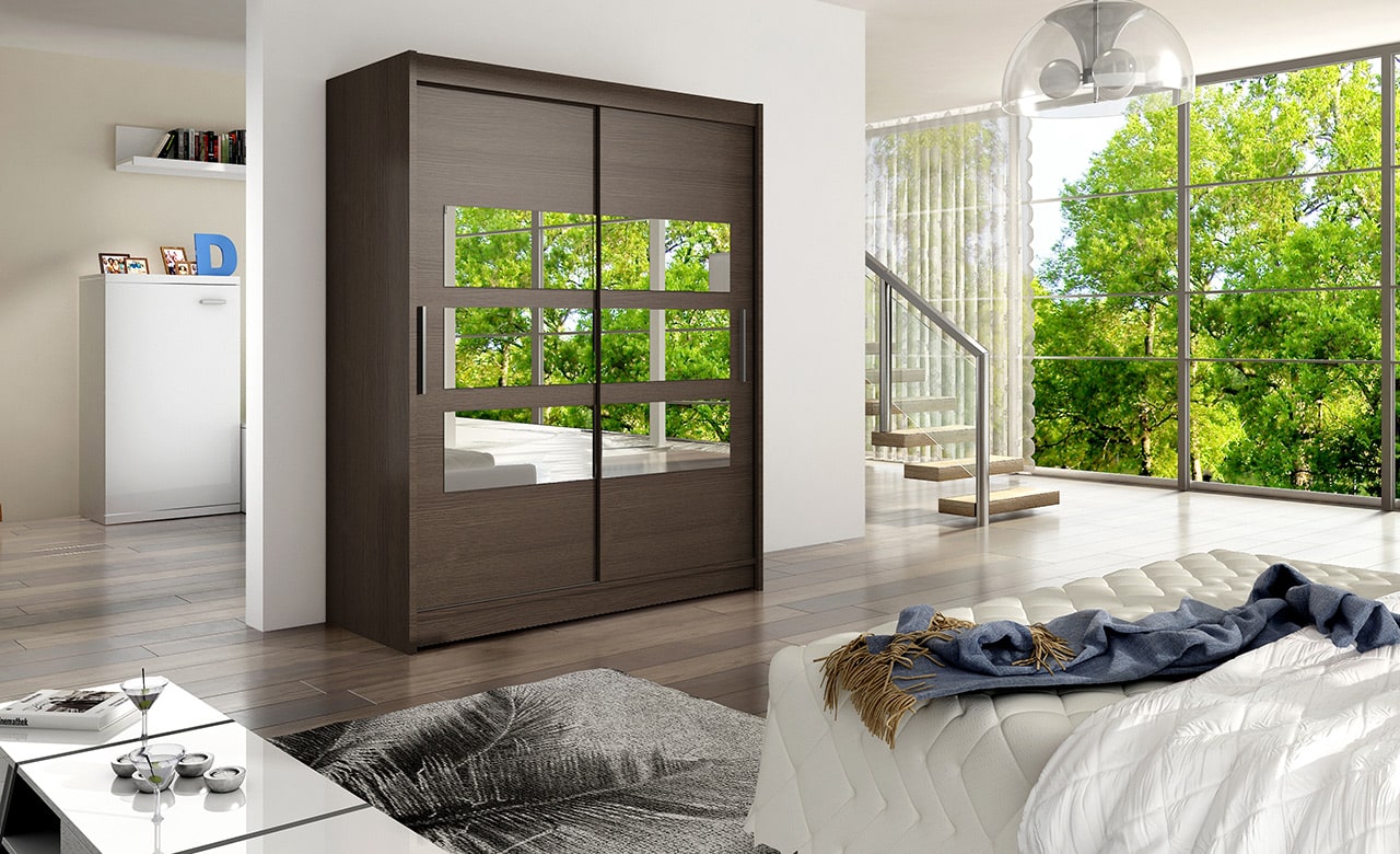 Šatní skříň WESTA VII, choco/zrcadlo