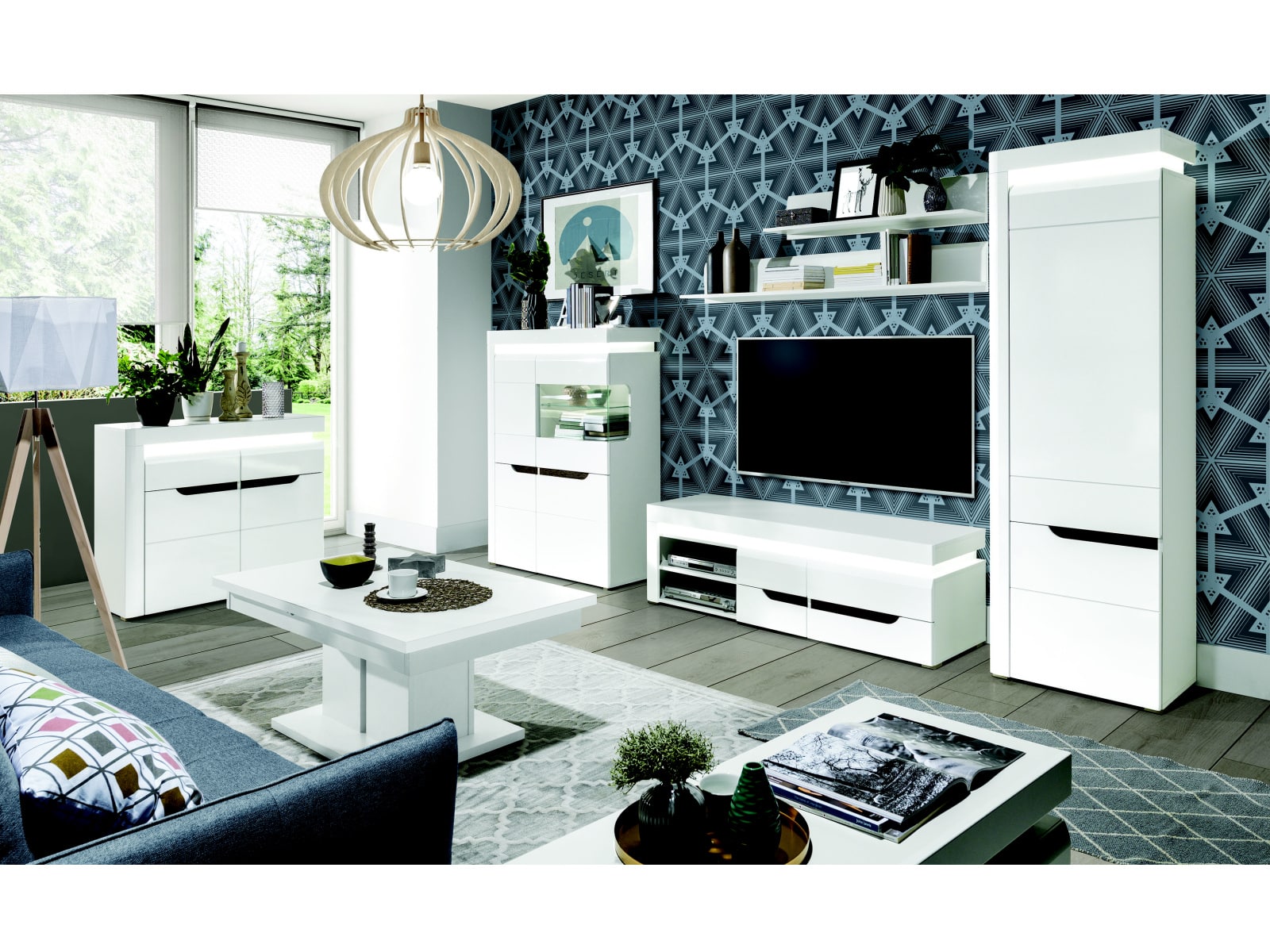 Obývací pokoj IRMA 1, bílý vysoký lesk