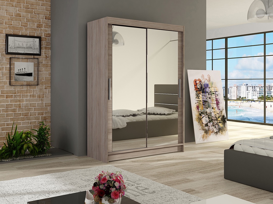 Šatní skříň MIAMII VII, trufla/zrcadlo