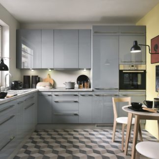 Rohová kuchyně TOP LINE 250x300/300 cm, šedý lesk