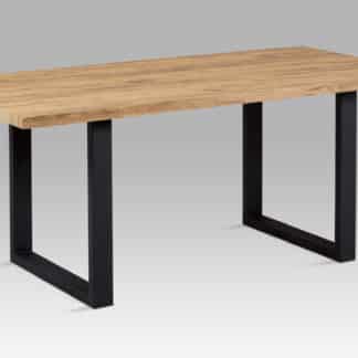 Jídelní stůl 180x90 cm HT-660 OAK, dekor dub / černý kov