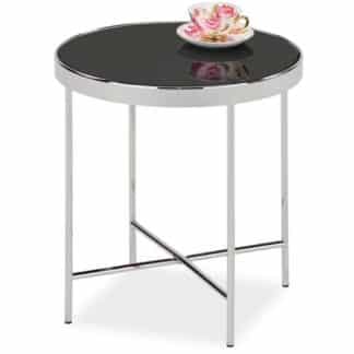 Konferenční stolek GINA C, chrom/černé sklo