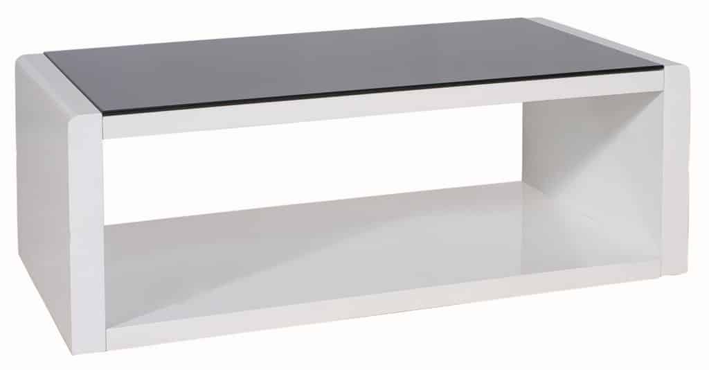 Konferenční stolek MERY 100x60, černé sklo/bílý lak