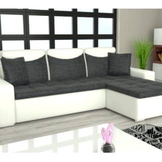 Rohová sedačka YORK L univerzální, černá látka/bílá ekokůže