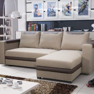 Rohová sedačka BONO 2 univerzální roh, světle hnědá látka/tmavě hnědá ekokůže