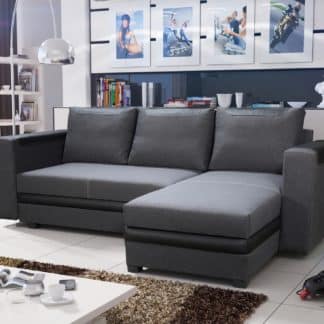 Rohová sedačka BONO 1 univerzální roh, černošedá látka/černá ekokůže
