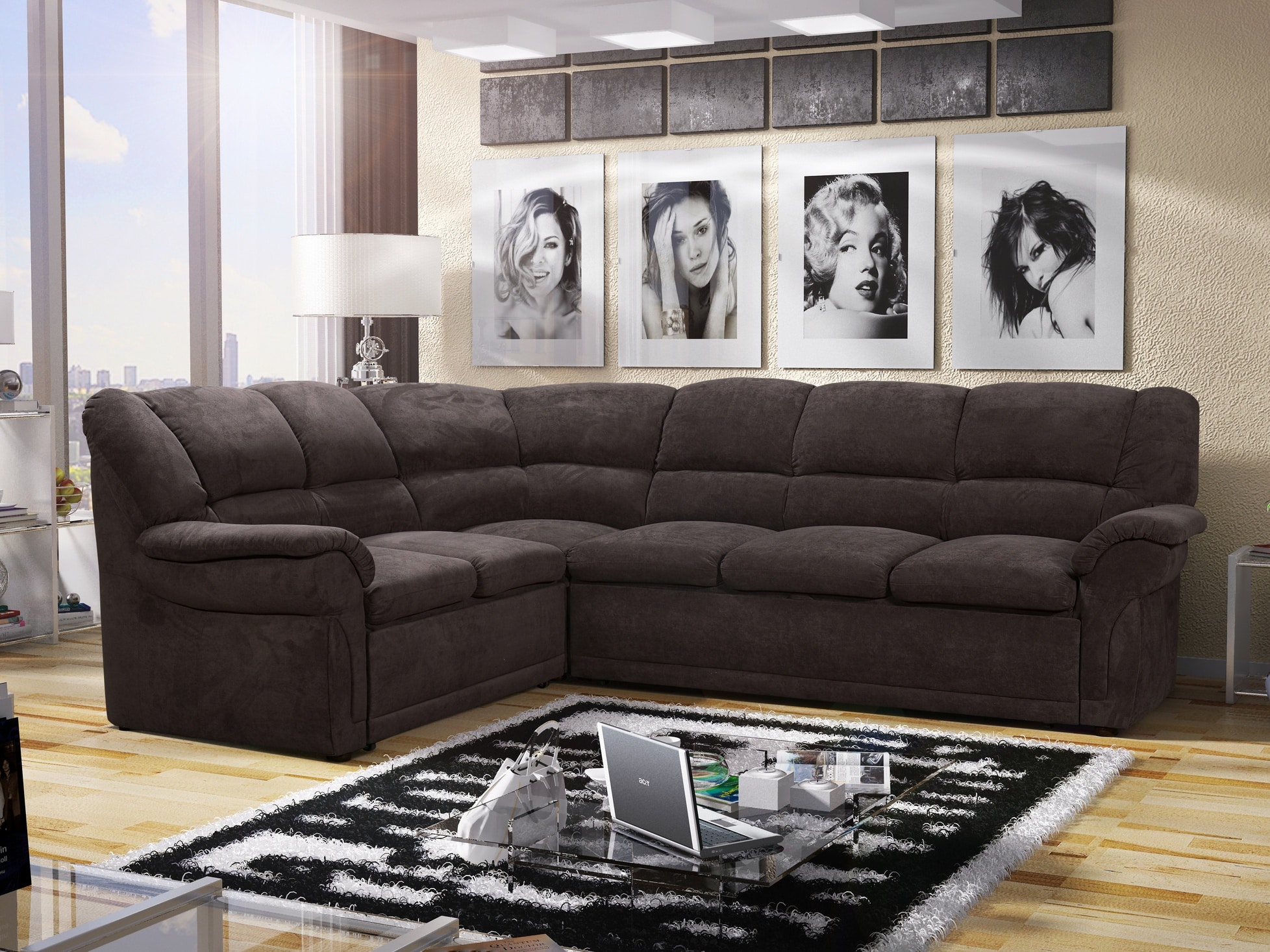 Rohová sedačka ALEXIA 1 levá, hnědá látka