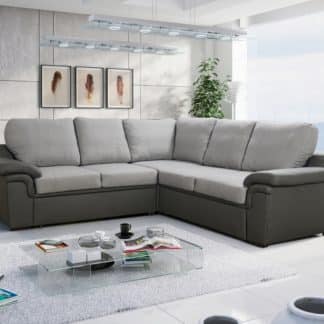 Rohová sedačka AMY 2 univerzální roh, světle šedá látka/šedá ekokůže