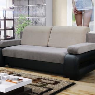 Pohovka GABI 2, světle šedohnědá látka/černá ekokůže/světle béžová látka