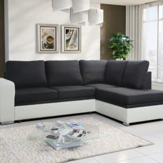 Rohová sedačka WESTPOINT 1 pravá, černá látka/bílá ekokůže