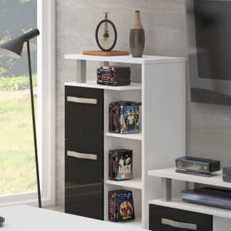 ANGEL regál vysoký 2D, bílá/černý lesk