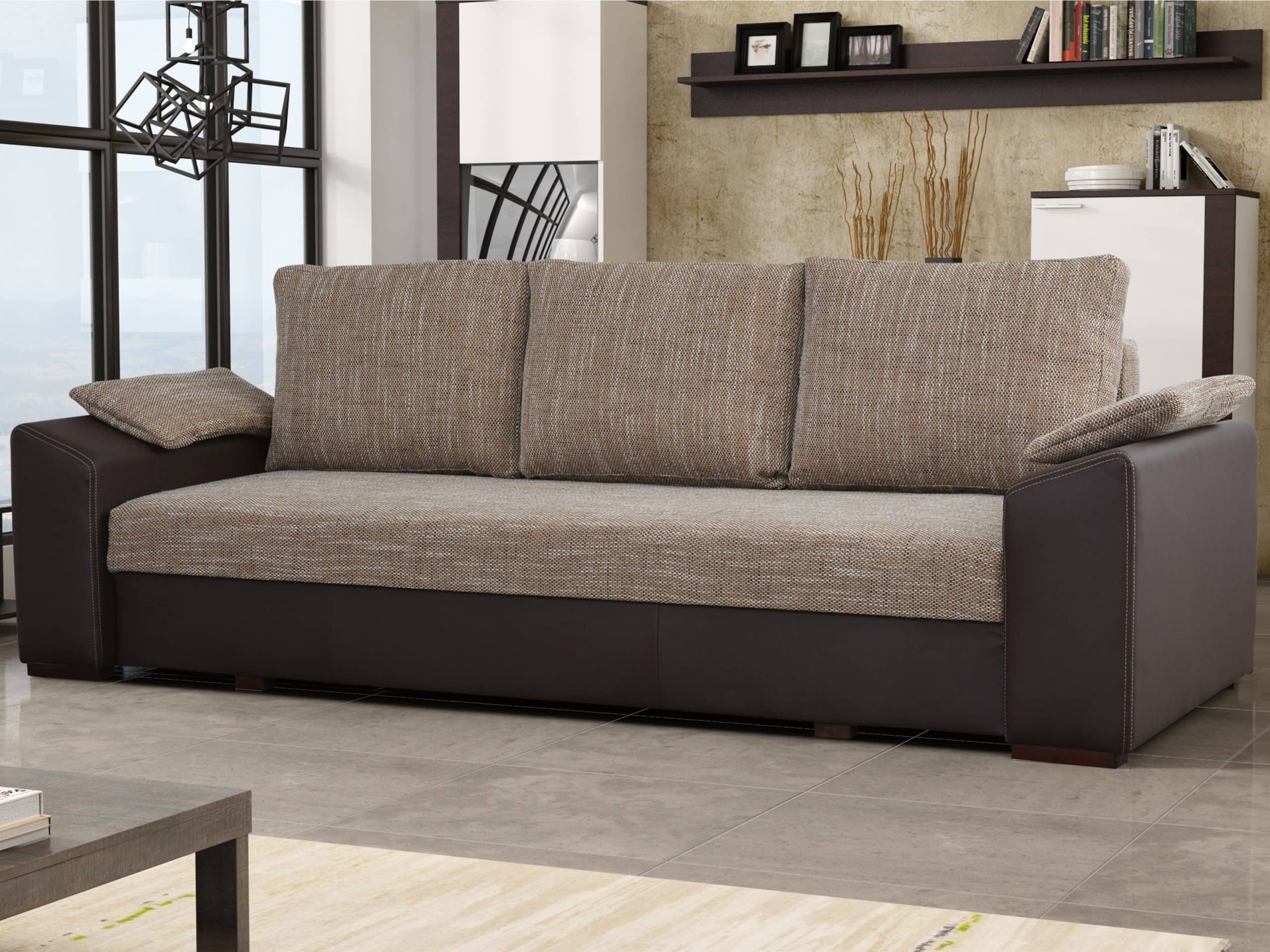 Pohovka EVO 2, béžovohnědá látka/tmavě hnědá ekokůže