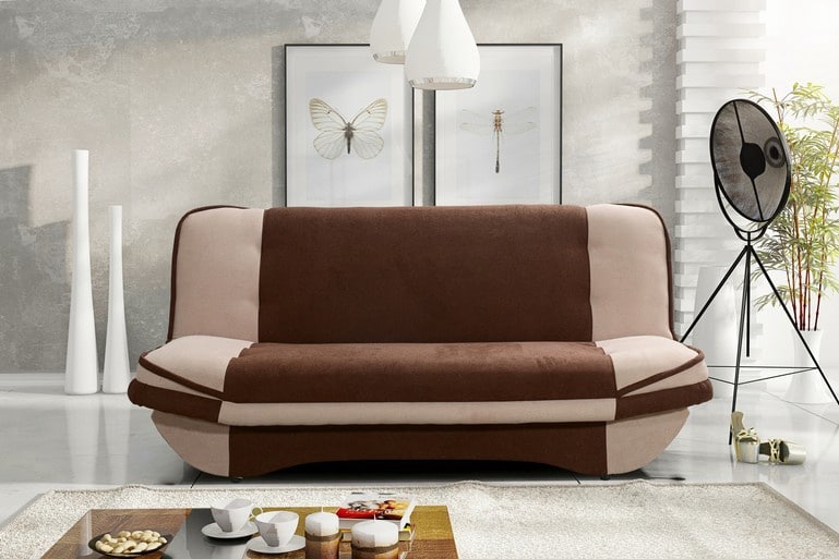 Pohovka GRZES 4, hnědá látka/béžová látka