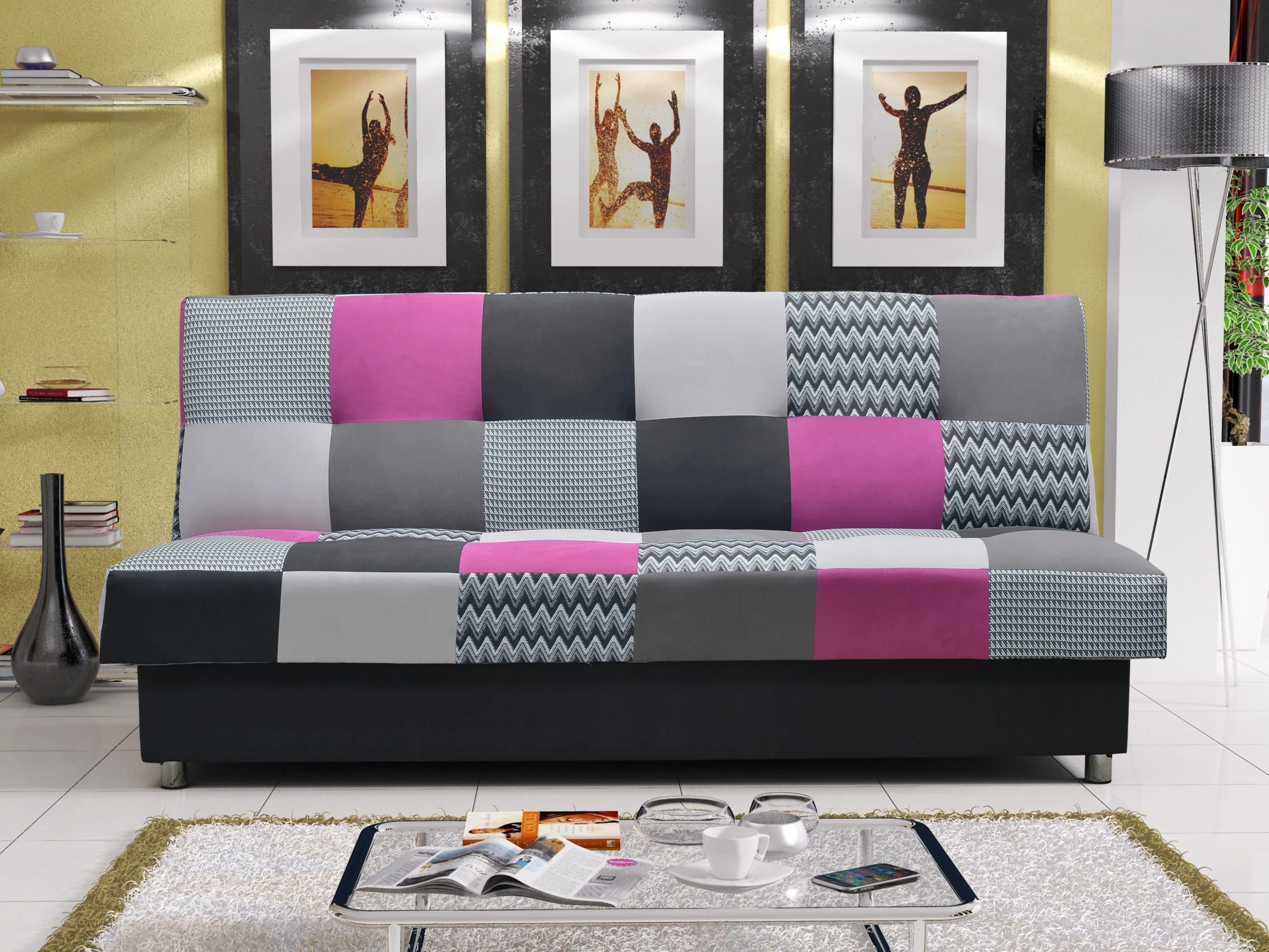 Pohovka ZIGZAG 3, látka mix fialový