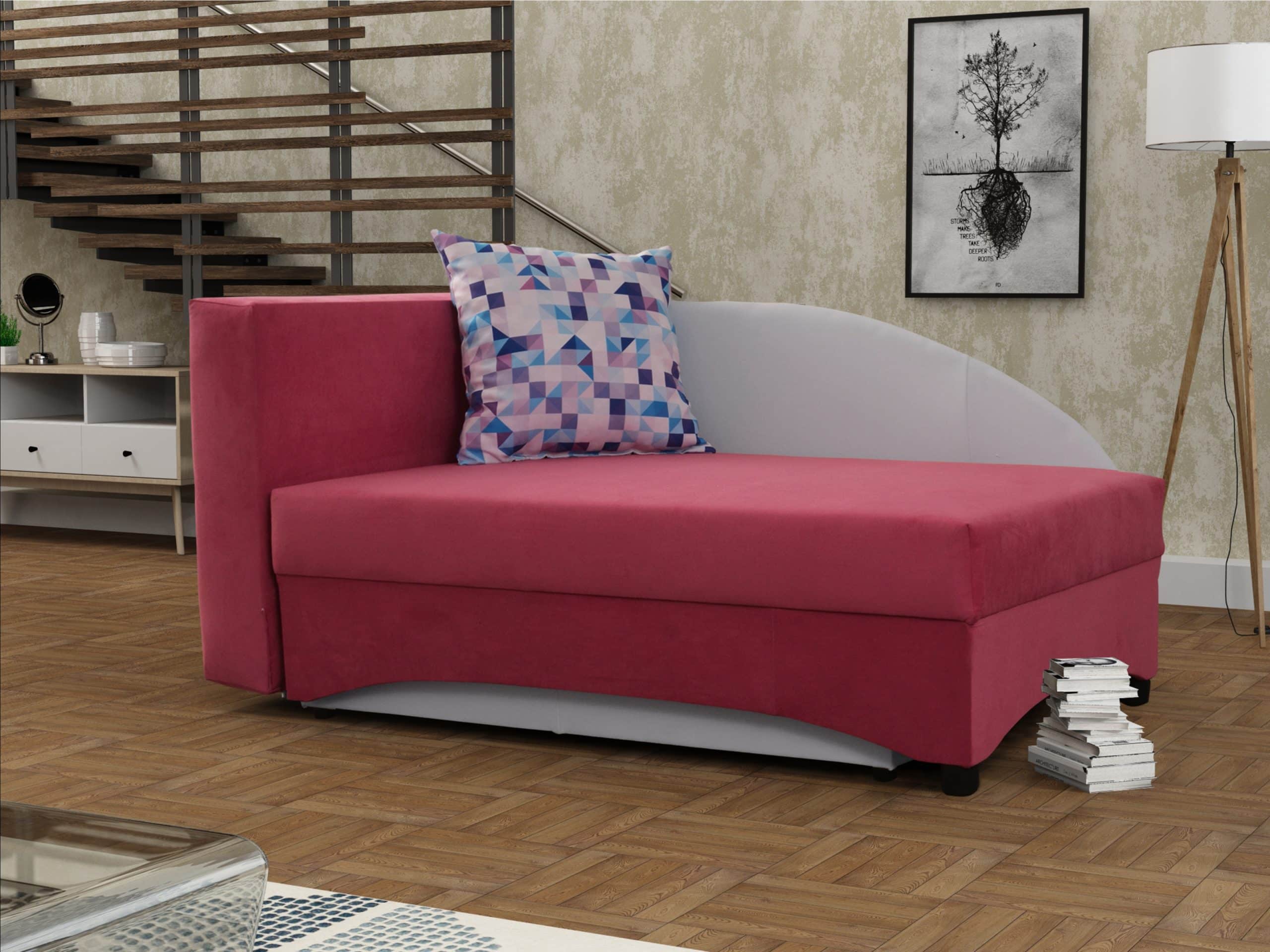 Pohovka LENA 1 levá, červená látka/bílá ekokůže